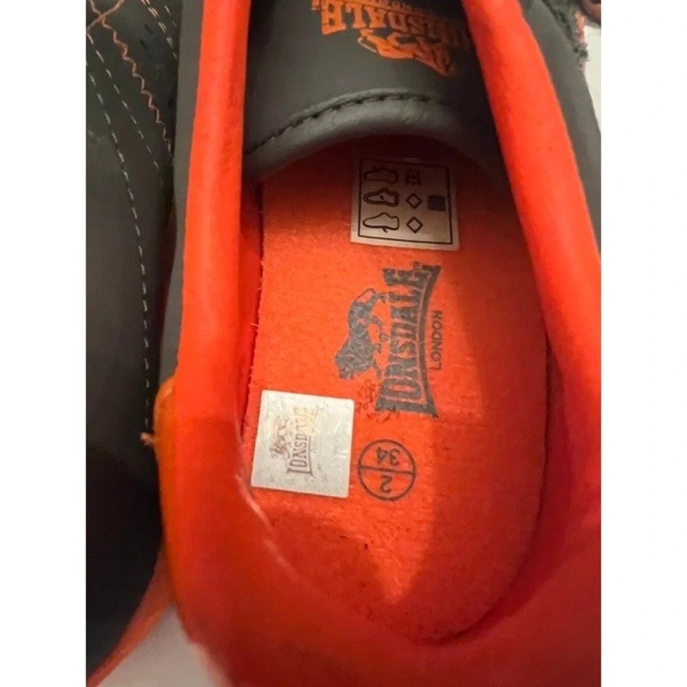 Lonsdale London Sneakers Kids Charcoal Orange Good Hook Loop Strap Athletic